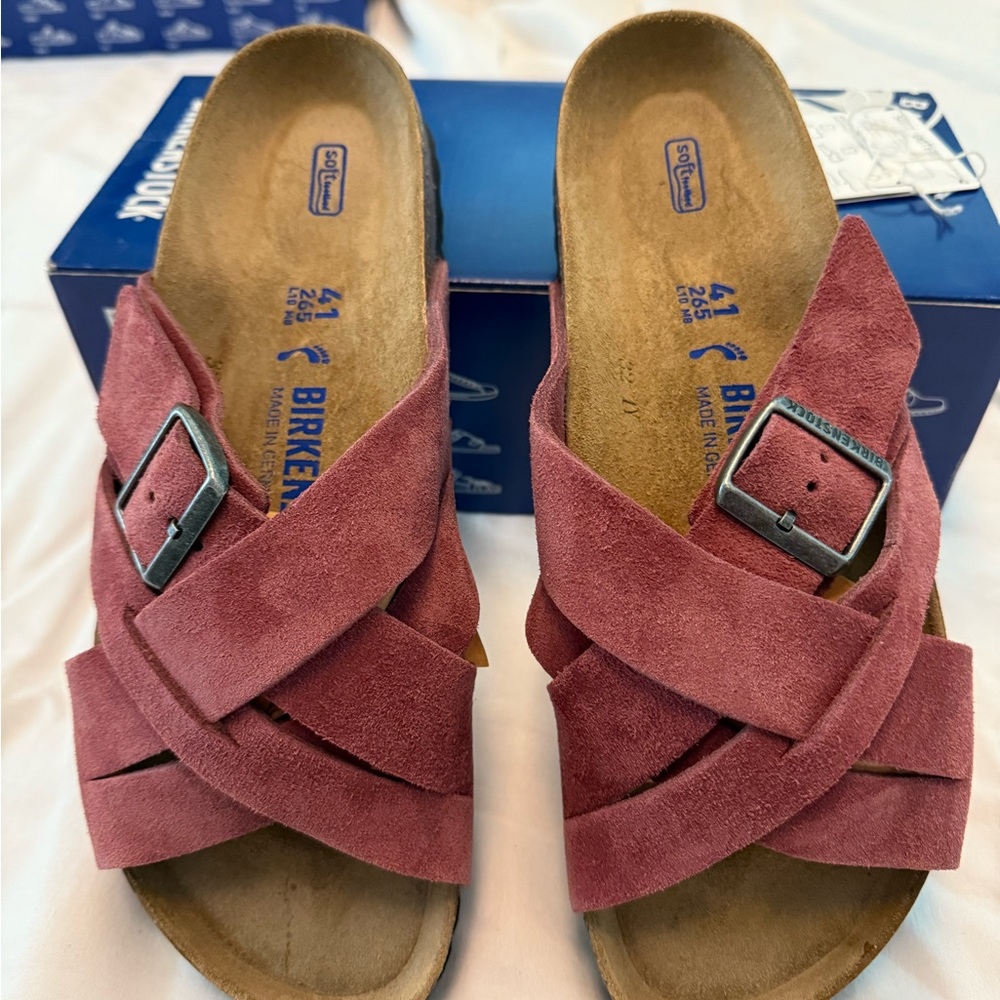 Birkenstock Lugano Women's Cross-Strap Sandals - Dark Dusty Pink